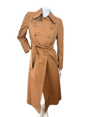Vintage Gucci Camel Silk Lined Trench Coat Belted US 6